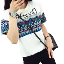 2016 Summer Fashion T Shirt Women Short Sleeve Casual O-Neck Tee Tops Female Print T-shirt Lace Plus Size 70634