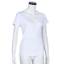 2016 Summer Fashion Women Top Tees Short Sleeve V Neck T-shirt Casual Tee Shirt Femme Top Camiseta Feminina 2 Colors YE