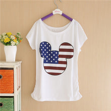 2016 Summer New Brand T shirt Digital Print Minnie Cotton T-shirt Lady Batwing Sleeve Tshirt Tops Tee For Women