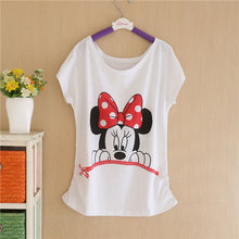 2016 Summer New Brand T shirt Digital Print Minnie Cotton T-shirt Lady Batwing Sleeve Tshirt Tops Tee For Women
