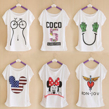 2016 Summer New Brand T shirt Digital Print Minnie Cotton T-shirt Lady Batwing Sleeve Tshirt Tops Tee For Women