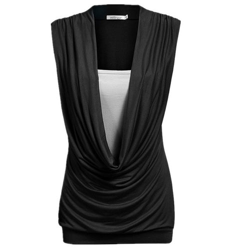 2016 Summer New Fashion Sexy Plus Size S-2XL Blouse Ladies Bow 4 colors False TwoTops Casual Sleeveless Spring Shirt 70824