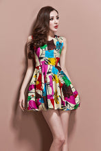 2016 Summer New O Neck Sleeveless Women Dresses Personality Graffiti Print Temperament Ladies Party Vestidos 71215