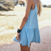 2016 Summer New Sexy Backless Deep V Halter Women Homewear Loose Casual Fashion Dress #3546