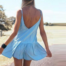 2016 Summer New Sexy Backless Deep V Halter Women Homewear Loose Casual Fashion Dress #3546