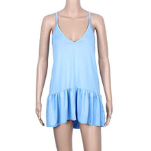 2016 Summer New Sexy Backless Deep V Halter Women Homewear Loose Casual Fashion Dress #3546