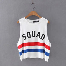 2016 Summer New Stripped Women European T Shirt Fashion O-neck Casual Women Tops Sleeveless Letter Print T-shirt 71272