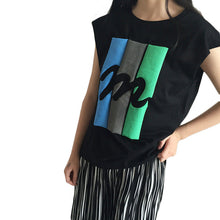 2016 Summer New Women T-shirt Fashion Letter M Print Sleeveless Women Casual Tops Tees College Wild Girl T Shirt 71186