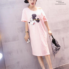 2016 Summer Vestidos Plus Size Carton Print Off shoulder Straight Knee-Length Dress Animal Print O-Neck Women Mice Dresses 70934