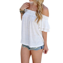 2016 Summer Women Off Shoulder Shirts Hollow Out Short Sleeve Sexy Blouses Loose Shirt Tops Women Clothing Camisas Femenina