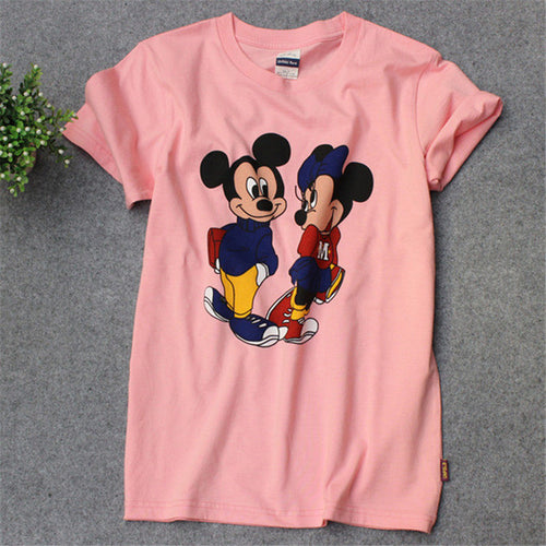 2016 Summer Women Print T Shirt Fashion Animal Print Woman Mouse Print Tops O-Neck Short Sleeve Carton t-shirt 71456