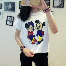 2016 Summer Women Print T Shirt Fashion Animal Print Woman Mouse Print Tops O-Neck Short Sleeve Carton t-shirt 71456