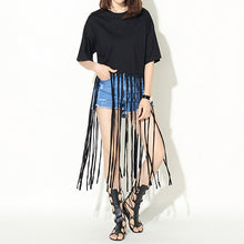 2016 Summer Women Shirt O Neck Short Sleeve Casual shirt Fashion Long Tassels Batwing Sleeve European Streetwear Blouses 71243