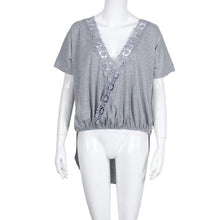 2016 T shirt Women Crochet V-Neck Solid Cotton Crop Tops 5 Seconds Of Summer Sexy Top Manica Corta#B715