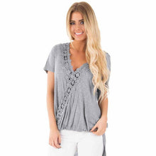 2016 T shirt Women Crochet V-Neck Solid Cotton Crop Tops 5 Seconds Of Summer Sexy Top Manica Corta#B715