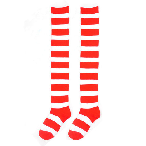 2016 Time-limited Top Fashion Women Girls Cotton Spandex Striped Thigh High Knee Socks Girls Womens Halloween Cosplay Stockings