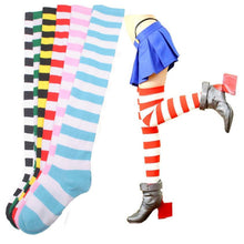 2016 Time-limited Top Fashion Women Girls Cotton Spandex Striped Thigh High Knee Socks Girls Womens Halloween Cosplay Stockings