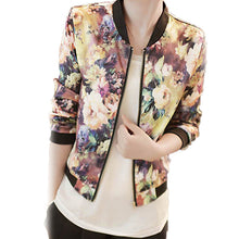2016 Trendy Women Autumn Jacket Stand Collar Long Sleeve Slim Coats Female Zipper Floral Printed Jacket Women Chaquetas Mujer
