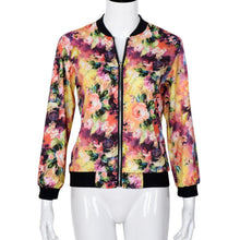 2016 Trendy Women Autumn Jacket Stand Collar Long Sleeve Slim Coats Female Zipper Floral Printed Jacket Women Chaquetas Mujer