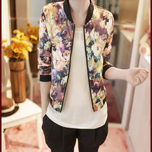 2016 Trendy Women Autumn Jacket Stand Collar Long Sleeve Slim Coats Female Zipper Floral Printed Jacket Women Chaquetas Mujer