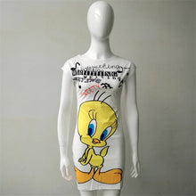 2016 Vestidos Plus Size Sexy Pencil Knee-Length Dress Brief Sleeveless O-neck Animal Letter Duck Print Women Dresses 71560