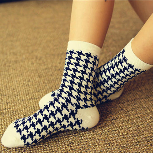 2016 Winter Autumn Fashion Women Casual Cotton Socks Plaid Cotton Ankle Socks Chaussette #198