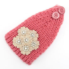 2016 Winter Knitting Headbands Crochet Flower Button Ear Warm Turban Hair Band Female Headband Hair Accessories For Women