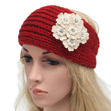 2016 Winter Knitting Headbands Crochet Flower Button Ear Warm Turban Hair Band Female Headband Hair Accessories For Women