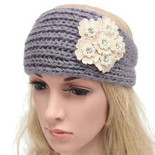 2016 Winter Knitting Headbands Crochet Flower Button Ear Warm Turban Hair Band Female Headband Hair Accessories For Women
