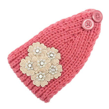 2016 Winter Knitting Headbands Crochet Flower Button Ear Warm Turban Hair Band Female Headband Hair Accessories For Women