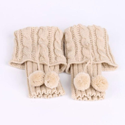 2016 Winter New Leg Warm For Women Girls Hemp Flowers Flanging Knitted Crochet Sock Leg Plush Cover Button Trim Socks Girls
