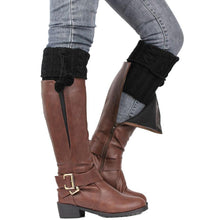 2016 Winter New Leg Warm For Women Girls Hemp Flowers Flanging Knitted Crochet Sock Leg Plush Cover Button Trim Socks Girls