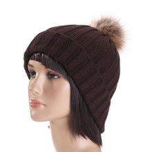 2016 Winter Skullies Beanies Women Knitted Faux Fur Pompom Cap Solid Crochet Hats Female Fashion Chapeu Feminino 12 Colors