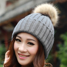 2016 Winter Skullies Beanies Women Knitted Faux Fur Pompom Cap Solid Crochet Hats Female Fashion Chapeu Feminino 12 Colors