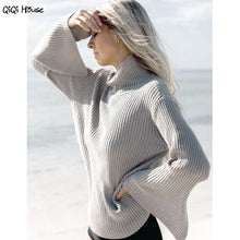 2016 Winter Sweater Women Turtleneck Loose Flare Sleeve Pullover Sweater Pull Femme Manche Longue#B11