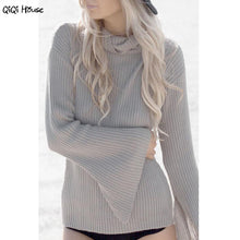 2016 Winter Sweater Women Turtleneck Loose Flare Sleeve Pullover Sweater Pull Femme Manche Longue#B11
