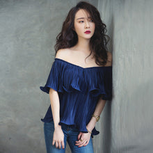 2016 Women Brand New Chiffon Plus Size Tops Butterfly SLeeve Full O-neck Blouse Off Shoulder Slash Neck Shirt 70470
