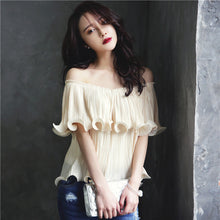 2016 Women Brand New Chiffon Plus Size Tops Butterfly SLeeve Full O-neck Blouse Off Shoulder Slash Neck Shirt 70470