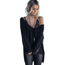 2016 Women Loose Off Shoulder Sweater Korean Fashion Irregular Solid Long Sleeve Knitted Jumper Sweaters And Pullovers sueter