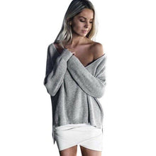 2016 Women Loose Off Shoulder Sweater Korean Fashion Irregular Solid Long Sleeve Knitted Jumper Sweaters And Pullovers sueter