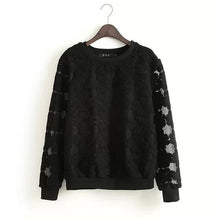 2016 Women New Autumn Winter Hoody O-neck Full Sleeve Coat Lace Hollow Out Pollover Hoodies Sweatshirts 71712