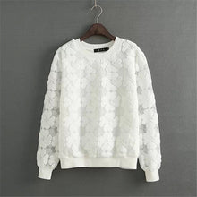 2016 Women New Autumn Winter Hoody O-neck Full Sleeve Coat Lace Hollow Out Pollover Hoodies Sweatshirts 71712