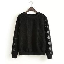 2016 Women New Autumn Winter Hoody O-neck Full Sleeve Coat Lace Hollow Out Pollover Hoodies Sweatshirts 71712