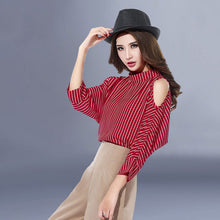 2016 Women New Fashion Blouse Full Sleeve Stand Shirt Plus Size Top M-XL Stripped Blusas 70697
