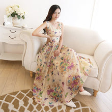 2016 Women Party Dresses Fashion Butterfly Floral Print V Neck Sleeveless Bohemian Dress Elegant Slim Vestidos Plus Size 71230