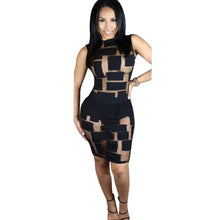 2016 Women Sexy Club Wear Transparent Mesh Dress Sleeveless Slim Bodycon Mini Summer Dress Women Female Clothes Vestidos YD10