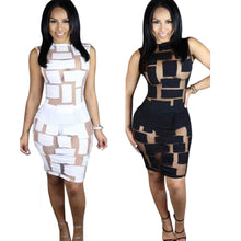 2016 Women Sexy Club Wear Transparent Mesh Dress Sleeveless Slim Bodycon Mini Summer Dress Women Female Clothes Vestidos YD10