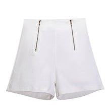 2016 Women Short Pants Elasticity Solid High Waist Double zip Casual Hot Pants Pantaloncini#B630