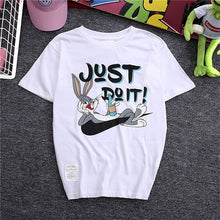 2016 Women Summer Letter Just do it Print T Shirt Animal Print Men Rabbit Print Tops O-Neck Short Sleeve Couple t-shirt 71593