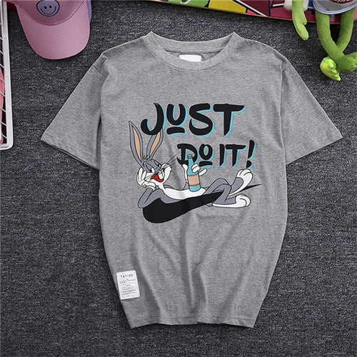 2016 Women Summer Letter Just do it Print T Shirt Animal Print Men Rabbit Print Tops O-Neck Short Sleeve Couple t-shirt 71593